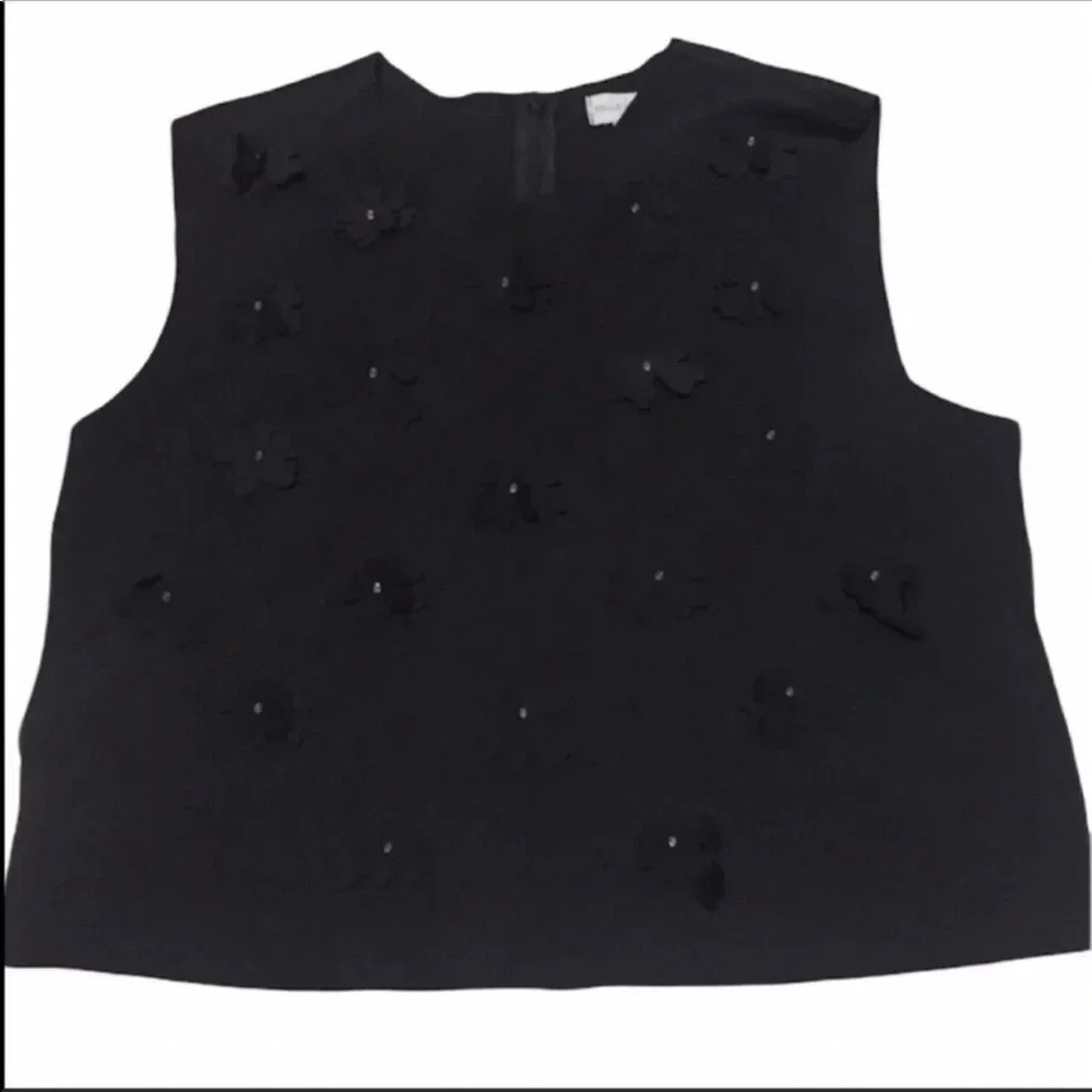 Belle & Sky Black Cropped Top Size Large